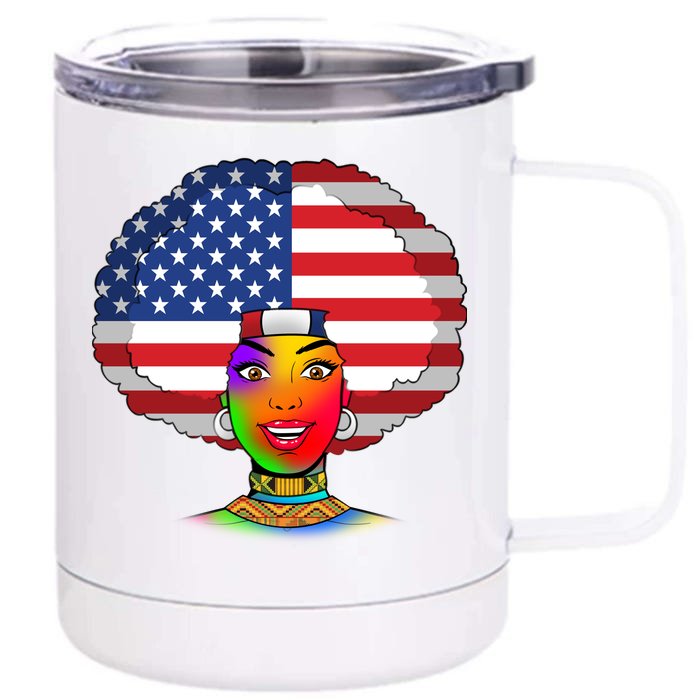 Kente African American Woman Front & Back 12oz Stainless Steel Tumbler Cup