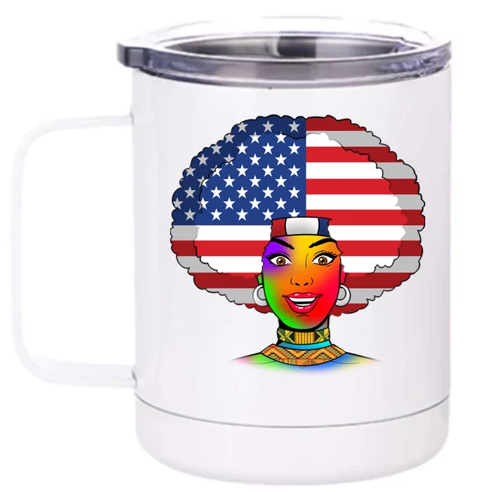 Kente African American Woman Front & Back 12oz Stainless Steel Tumbler Cup