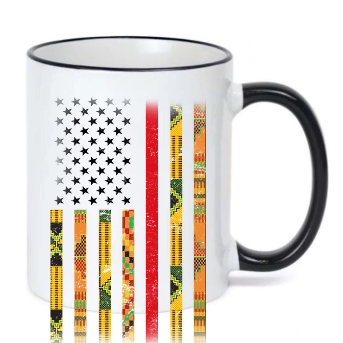 Kente US African American Flag Black Color Changing Mug