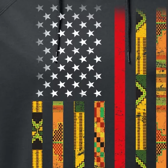 Kente US African American Flag Performance Fleece Hoodie