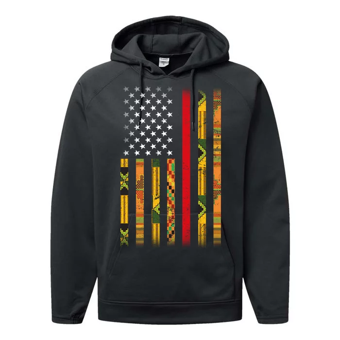 Kente US African American Flag Performance Fleece Hoodie