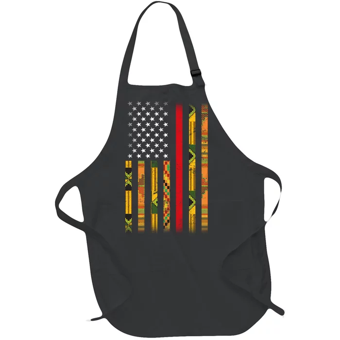 Kente US African American Flag Full-Length Apron With Pocket