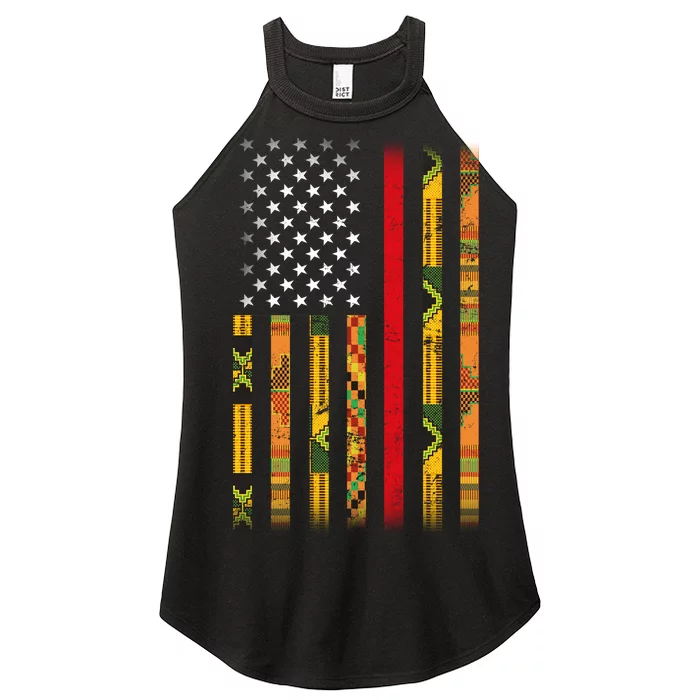 Kente US African American Flag Women’s Perfect Tri Rocker Tank