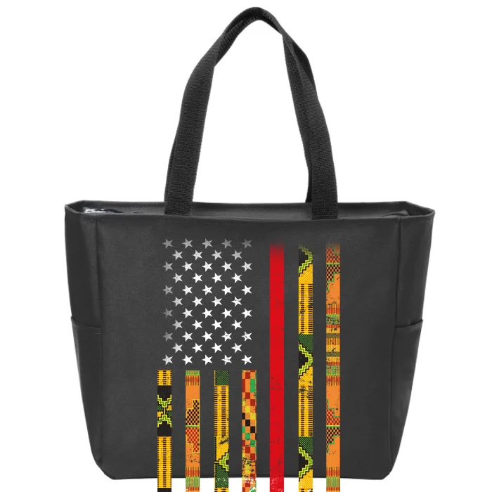 Kente US African American Flag Zip Tote Bag