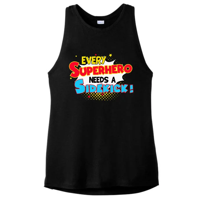 Kids Every Superhero Needs A Sidekick Brother Sister Ladies Tri-Blend Wicking Tank