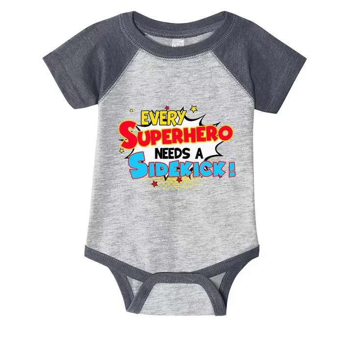 Kids Every Superhero Needs A Sidekick Brother Sister Infant Baby Jersey Bodysuit