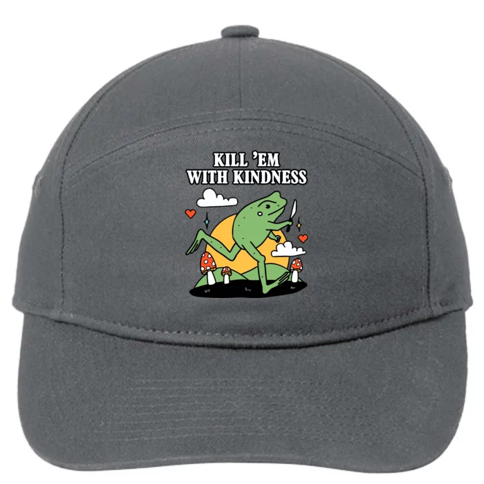 Kill Em With Kindness Retro Funny Frog 7-Panel Snapback Hat