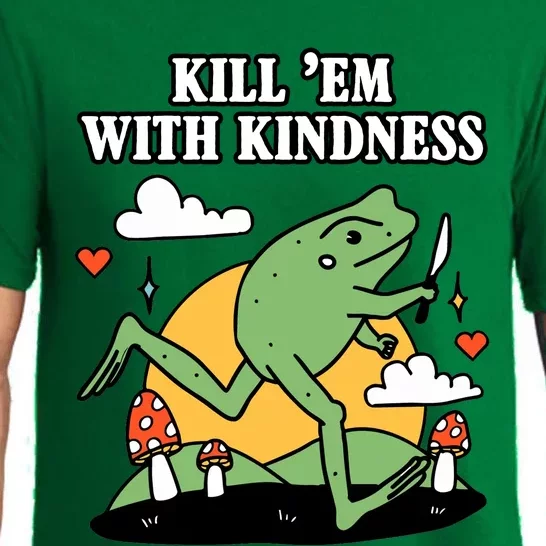 Kill Em With Kindness Retro Funny Frog Pajama Set