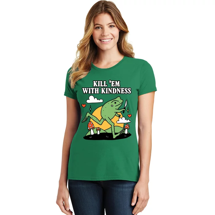 Kill Em With Kindness Retro Funny Frog Women's T-Shirt