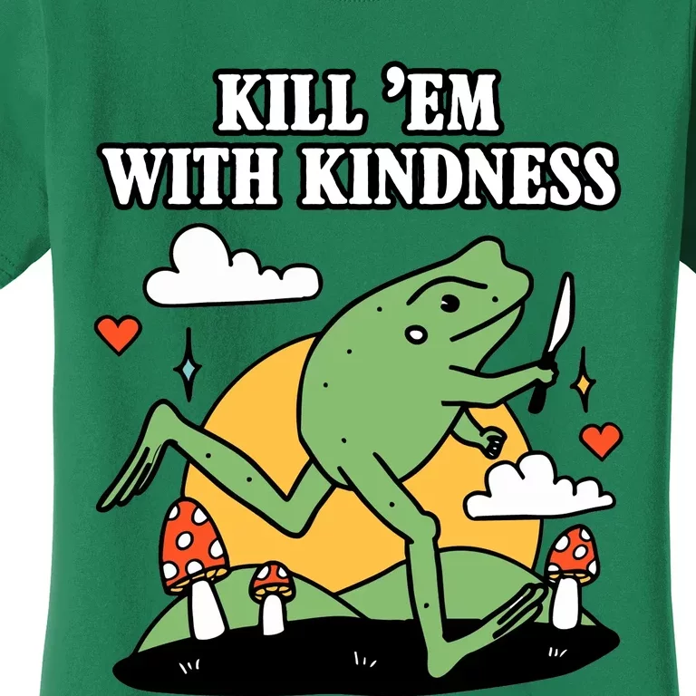 Kill Em With Kindness Retro Funny Frog Women's T-Shirt