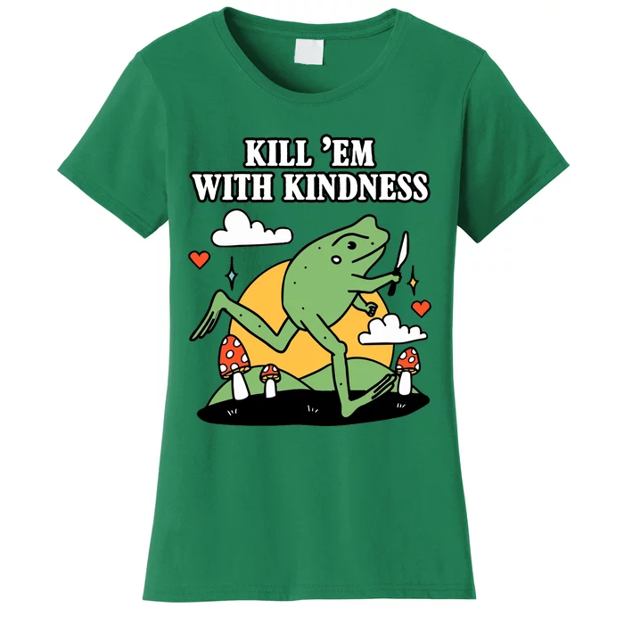 Kill Em With Kindness Retro Funny Frog Women's T-Shirt