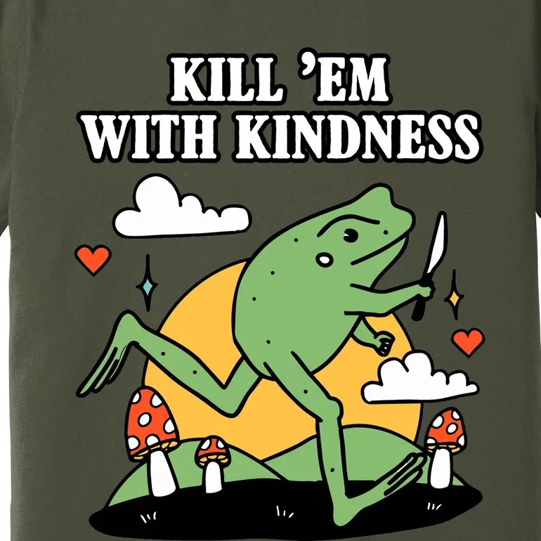 Kill Em With Kindness Retro Funny Frog Premium T-Shirt