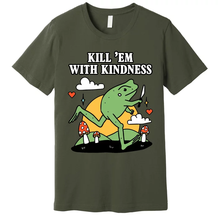 Kill Em With Kindness Retro Funny Frog Premium T-Shirt