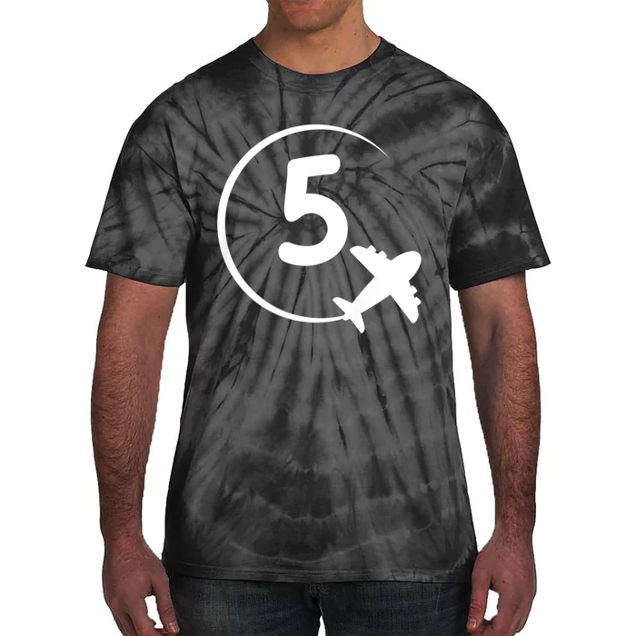 K.i.d.s Five 5 year old birthday Airplane shirt. Boy 5th birthday Tie-Dye T-Shirt