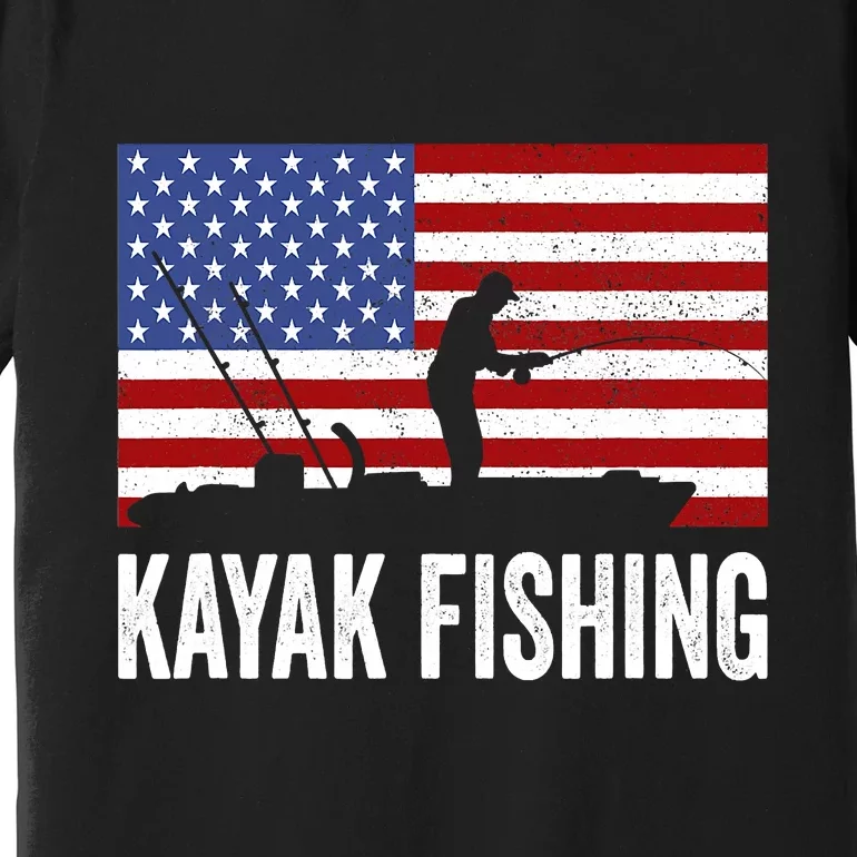 Kayaking Funny American Flag Angler Kayak Fishing Premium T-Shirt