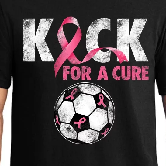 Kick For A Cure Breast Cancer Awareness Pink Ribbon Soccer Pajama Set