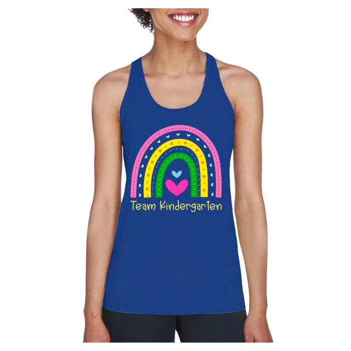 Kindergarten Funny Back To School Rainbow Team Kindergarten Gift Women's Racerback Tank