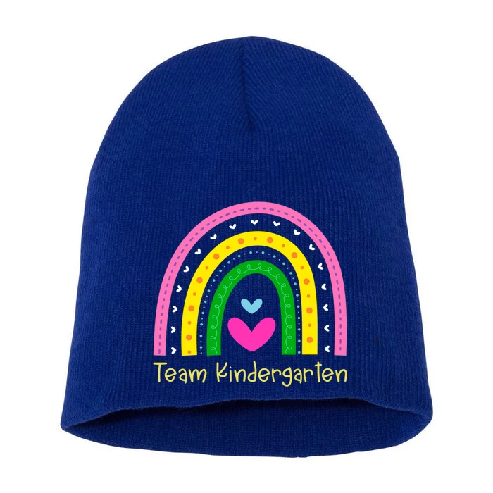 Kindergarten Funny Back To School Rainbow Team Kindergarten Gift Short Acrylic Beanie