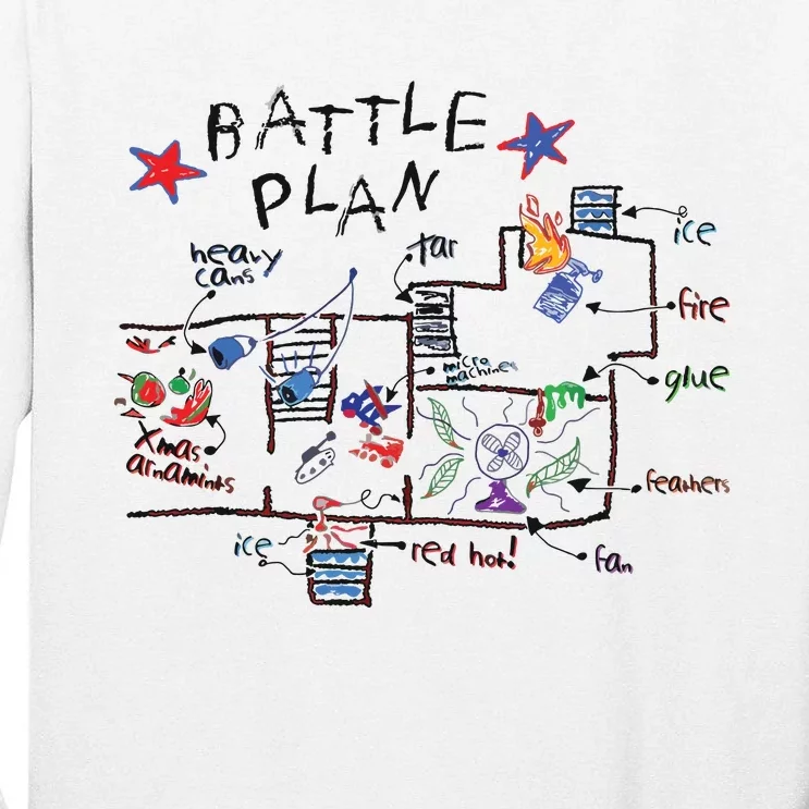 Kids Funny Battle Plan Christmas Home Hand Dawn Alone Xmas Tall Long Sleeve T-Shirt