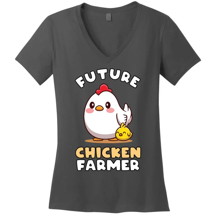 Kids Future Chicken Farmer Gift For Farmer Kids Women's V-Neck T-Shirt