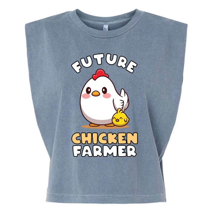 Kids Future Chicken Farmer Gift For Farmer Kids Garment-Dyed Women's Muscle Tee