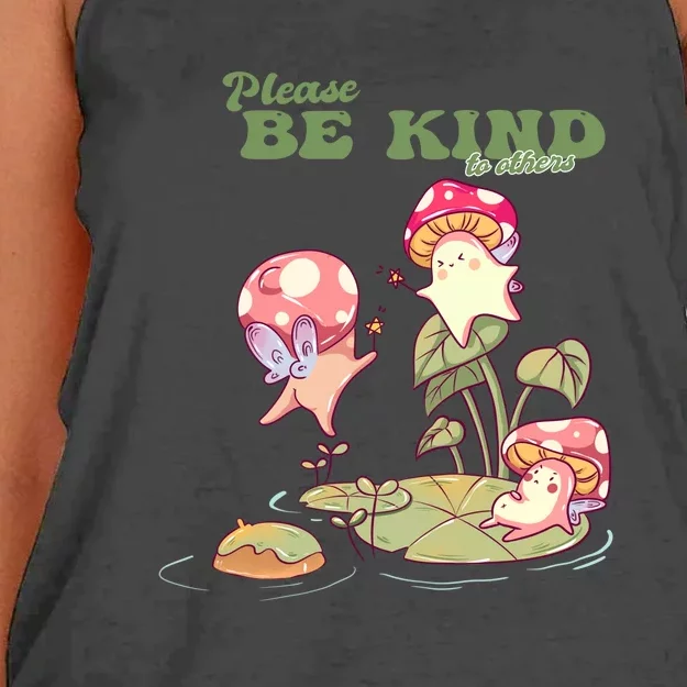 Kawaii Frog Cute Cottagecore Aesthetic With A Frog Please Be Kind To Others Women's Knotted Racerback Tank