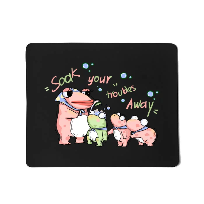 Kawaii Frog Cute Cottagecore Aesthetic Soak Your Troubles Away Mousepad