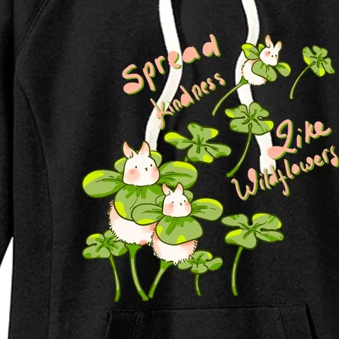 Kawaii Frog Cute Cottagecore Aesthetic Spread Kindness Like Wildflowers Women's Fleece Hoodie