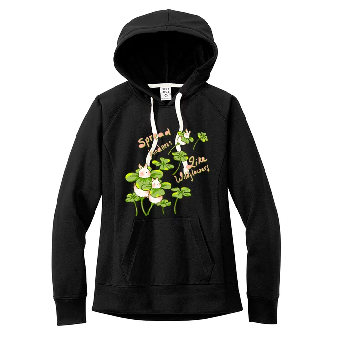 Kawaii Frog Cute Cottagecore Aesthetic Spread Kindness Like Wildflowers Women's Fleece Hoodie