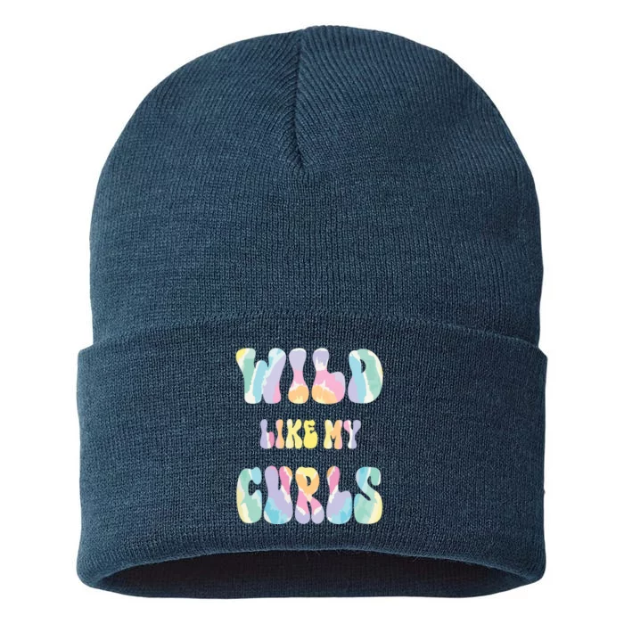 Kids Funny Curly Hair Wild Like My Curls Girl Boy Tie Dye Sustainable Knit Beanie