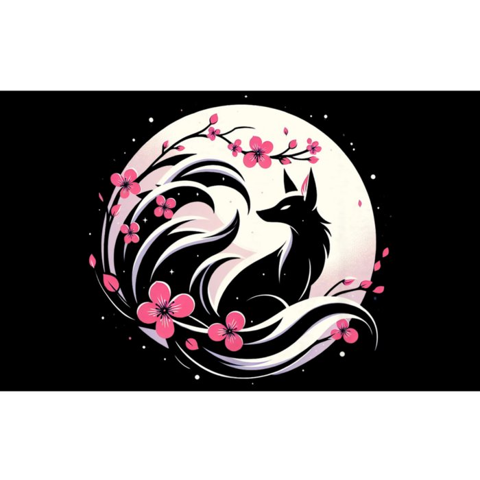 Kitsune Fox Cherry Blossom Flowers Japanese Nine Tailed Fox Bumper Sticker