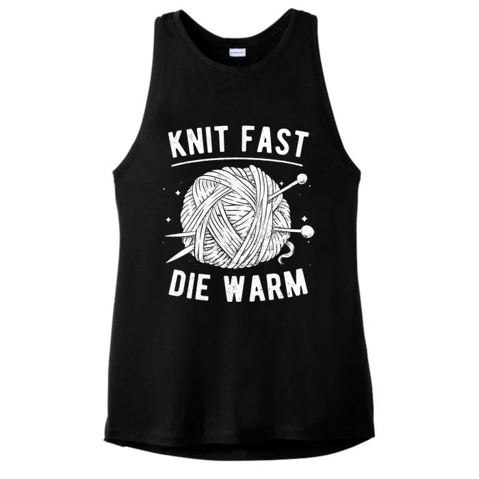 Knit Fast Die Warm Yarn Knitting Lover Knitters Gift Ladies Tri-Blend Wicking Tank