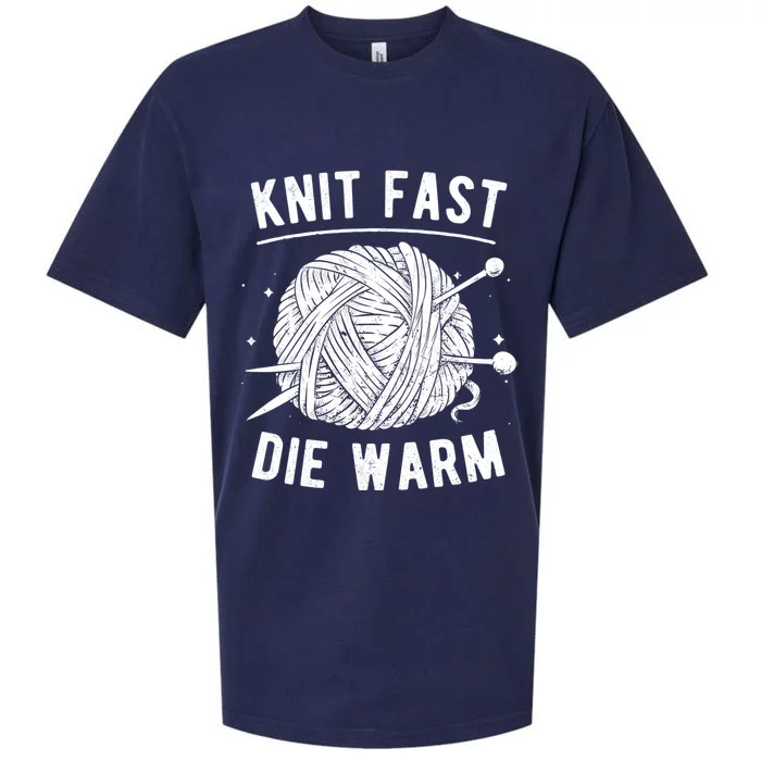 Knit Fast Die Warm Yarn Knitting Lover Knitters Gift Sueded Cloud Jersey T-Shirt