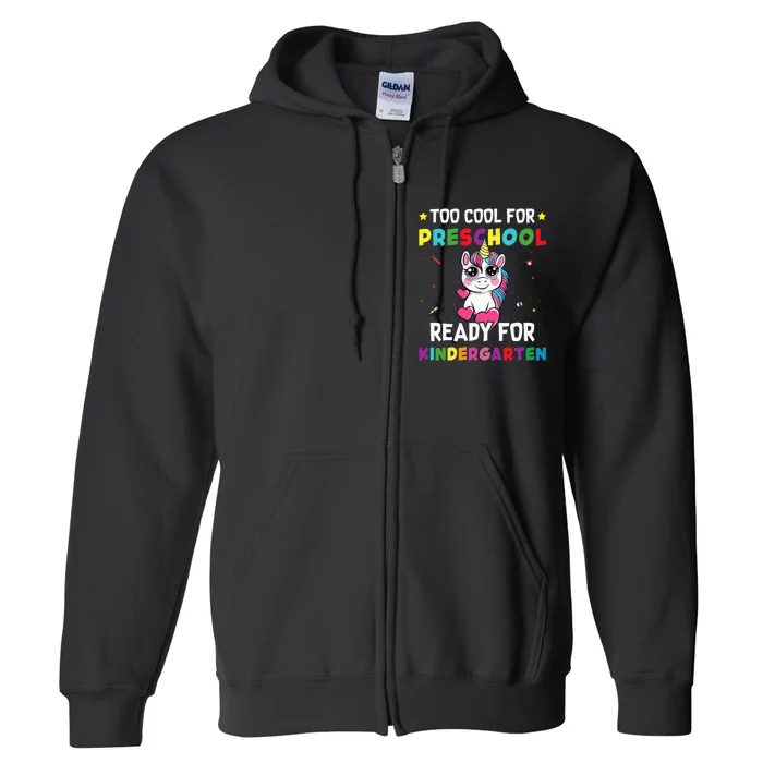 Kindergarten First Day Of Kindergarten Unicorn Full Zip Hoodie