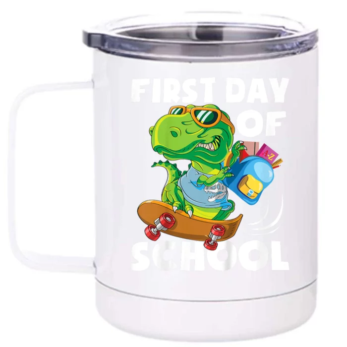 Kids First Day Of School Student Dino Kindergarten Front & Back 12oz Stainless Steel Tumbler Cup