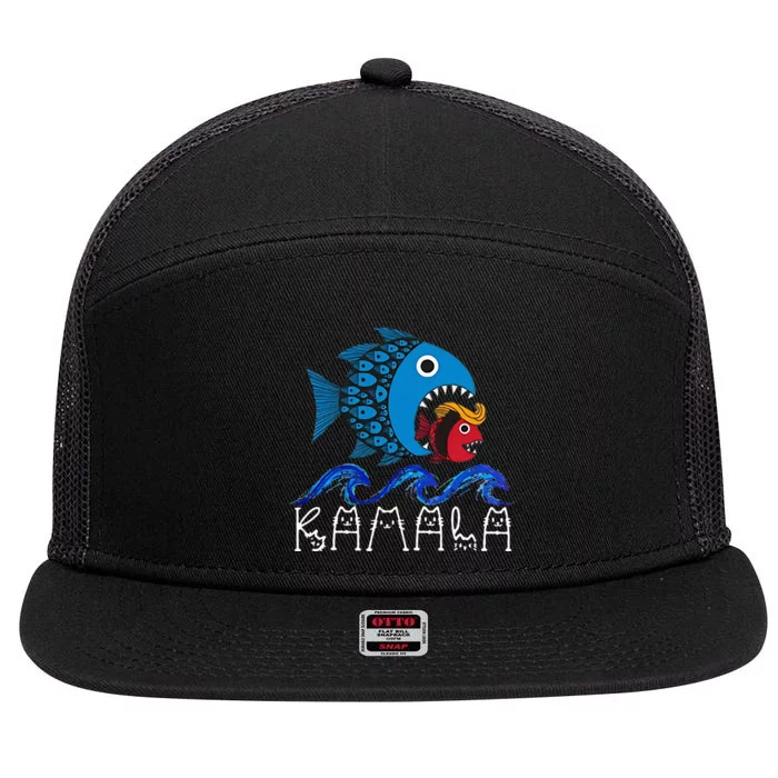 Kamala Fish Eat Fish 7 Panel Mesh Trucker Snapback Hat