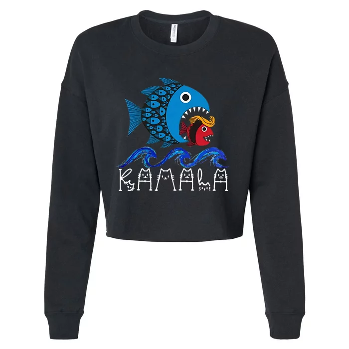 Kamala Fish Eat Fish Cropped Pullover Crew