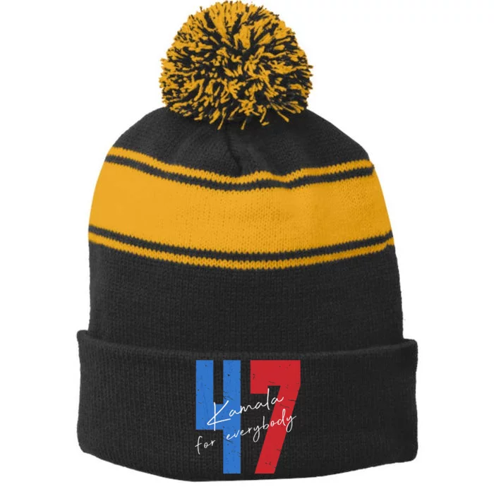 Kamala For Everybody Vote Kamala President Harris 47 Stripe Pom Pom Beanie