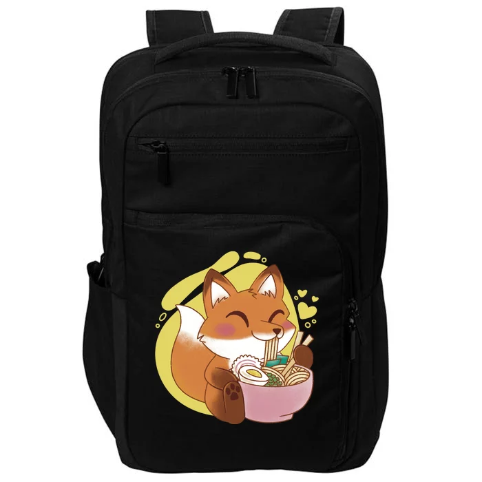 Kawaii Fox Eating Ramen Impact Tech Backpack