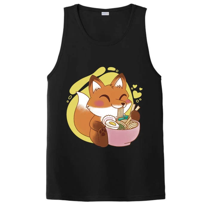 Kawaii Fox Eating Ramen Performance Tank