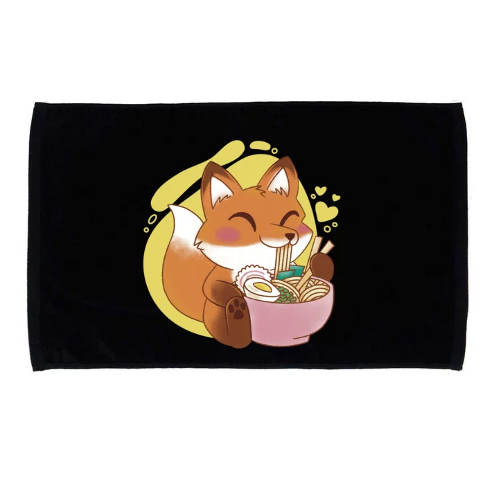 Kawaii Fox Eating Ramen Microfiber Hand Towel