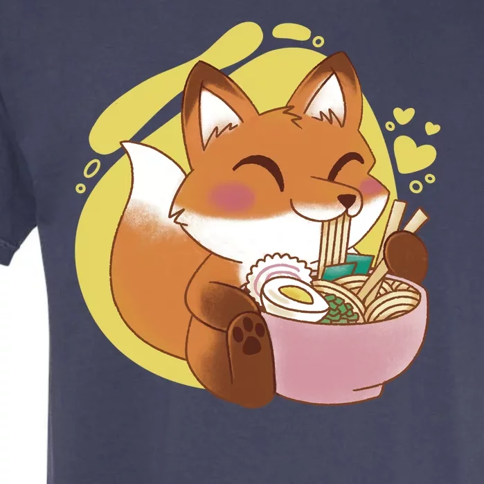 Kawaii Fox Eating Ramen Garment-Dyed Heavyweight T-Shirt