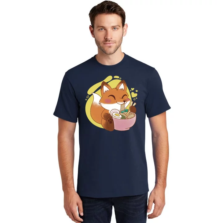 Kawaii Fox Eating Ramen Tall T-Shirt