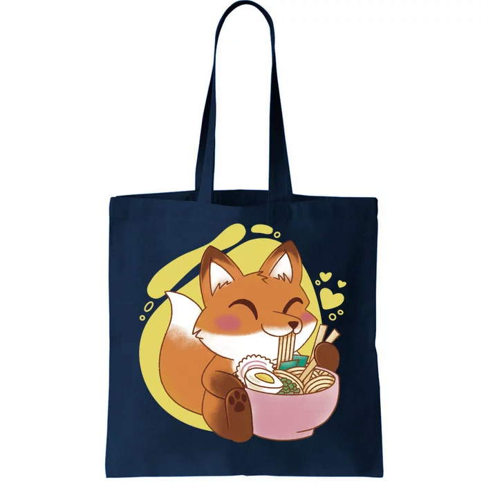 Kawaii Fox Eating Ramen Tote Bag