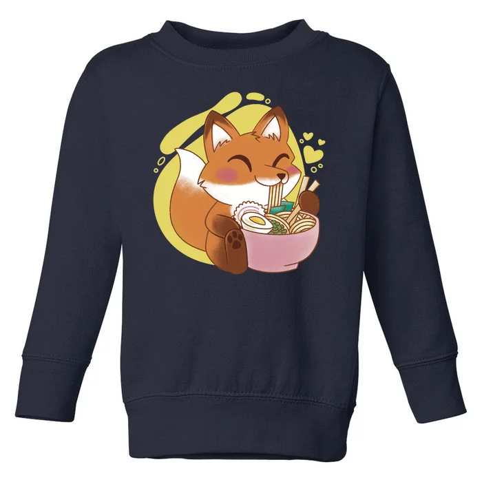 Kawaii Fox Eating Ramen Toddler Sweatshirt