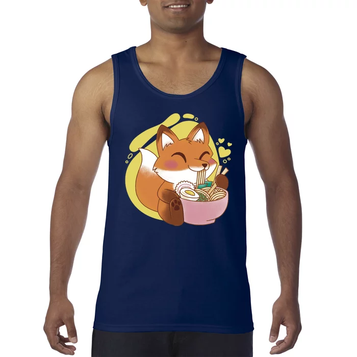 Kawaii Fox Eating Ramen Tank Top