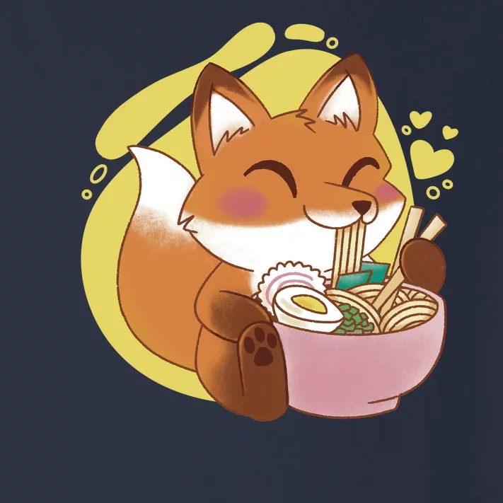 Kawaii Fox Eating Ramen Toddler Long Sleeve Shirt