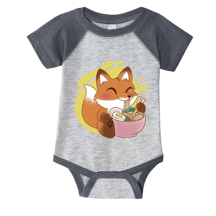 Kawaii Fox Eating Ramen Infant Baby Jersey Bodysuit