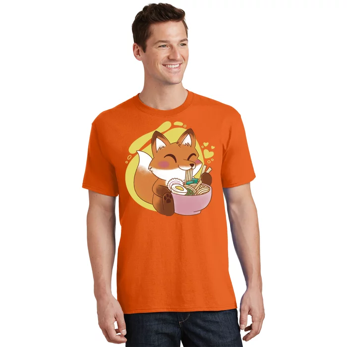 Kawaii Fox Eating Ramen T-Shirt