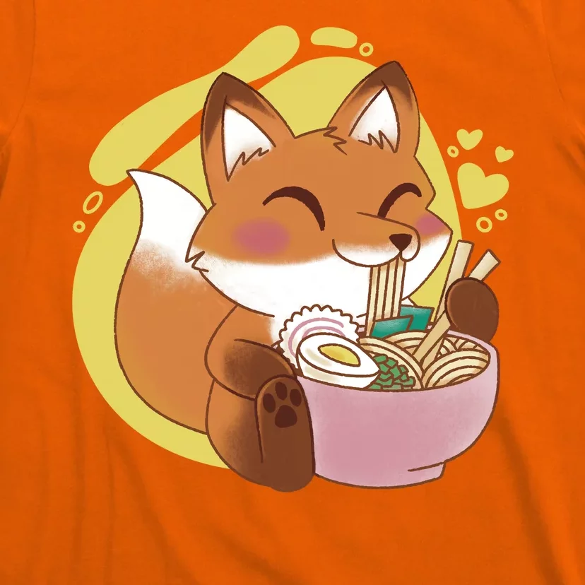 Kawaii Fox Eating Ramen T-Shirt